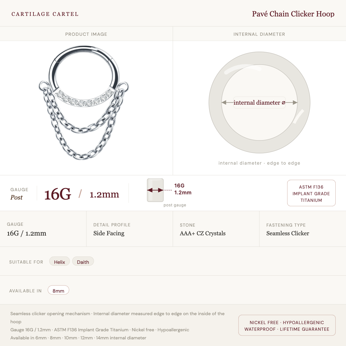 Pavé Chain Clicker Hoop Silver