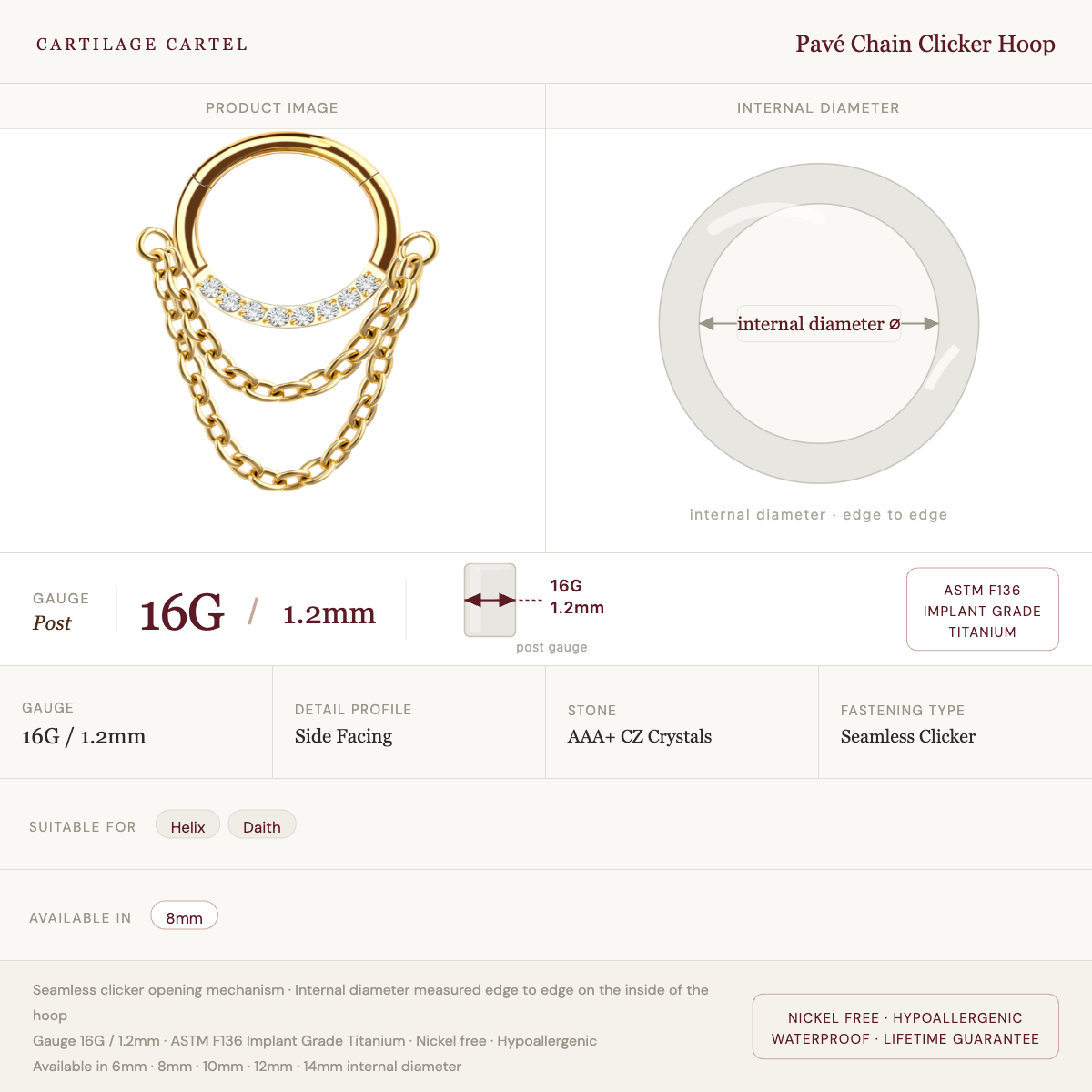 Pavé Chain Clicker Hoop Gold