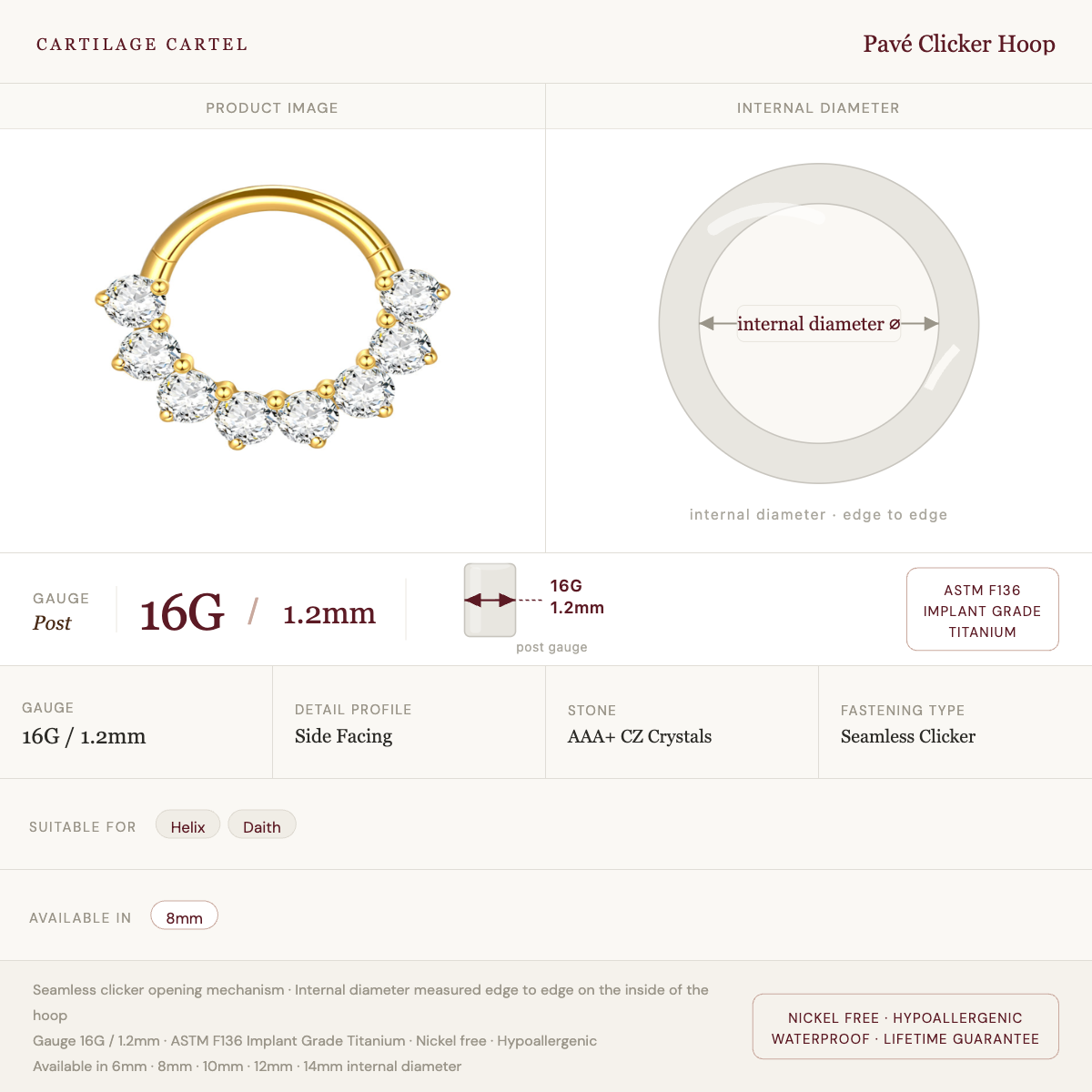 Pavé Clicker Hoop Gold