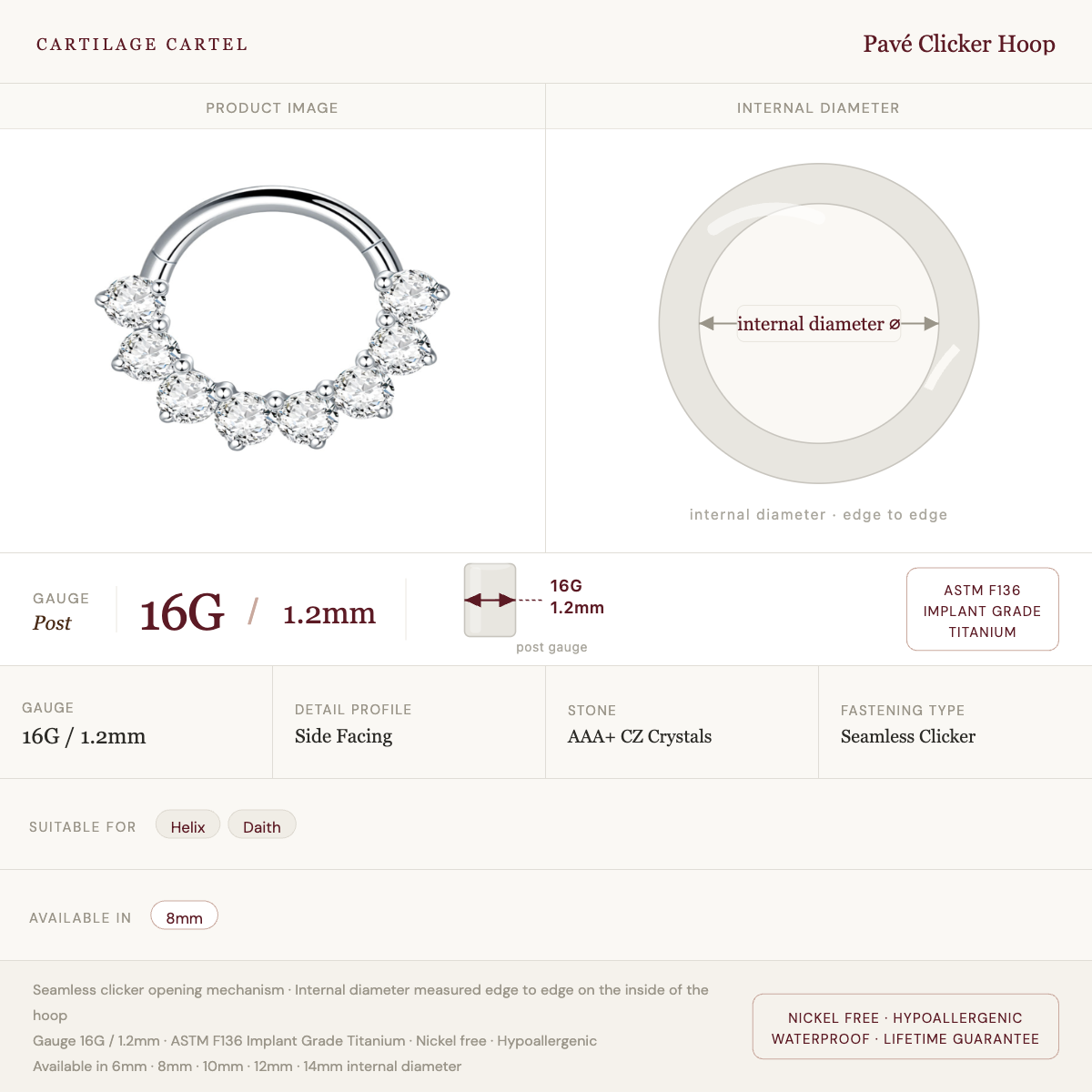 Pavé Clicker Hoop Silver