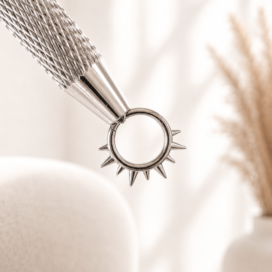 Spiked Cartilage Hoop Silver 8-10mm