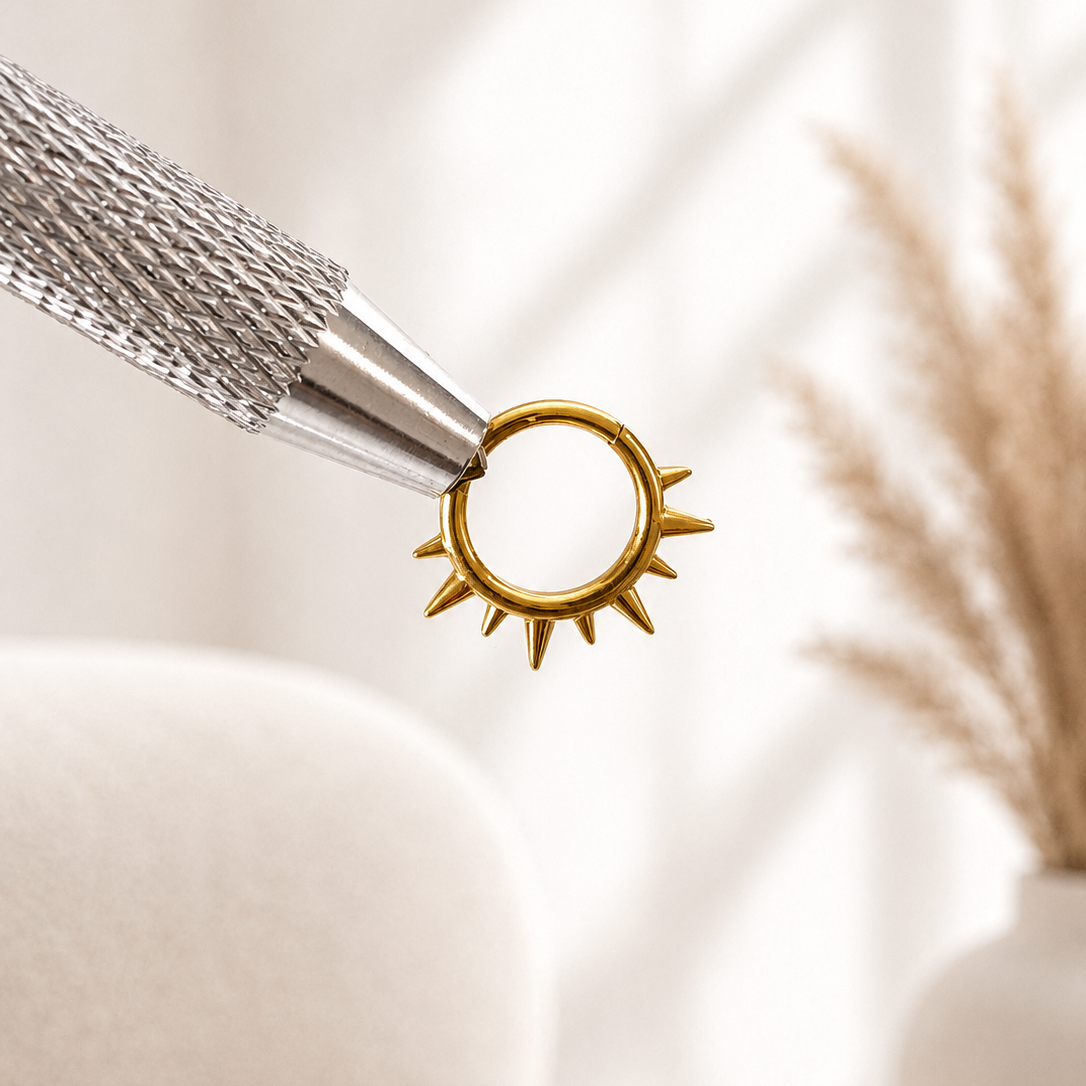 Spiked Cartilage Hoop Gold 8-10mm