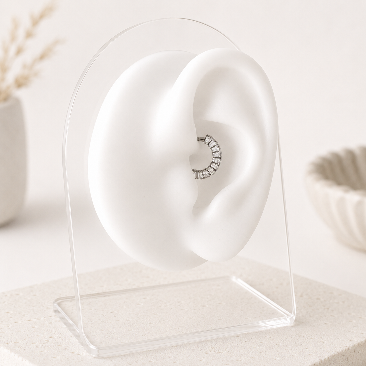 Tapered Baguette Clicker Hoop Silver 8-10mm