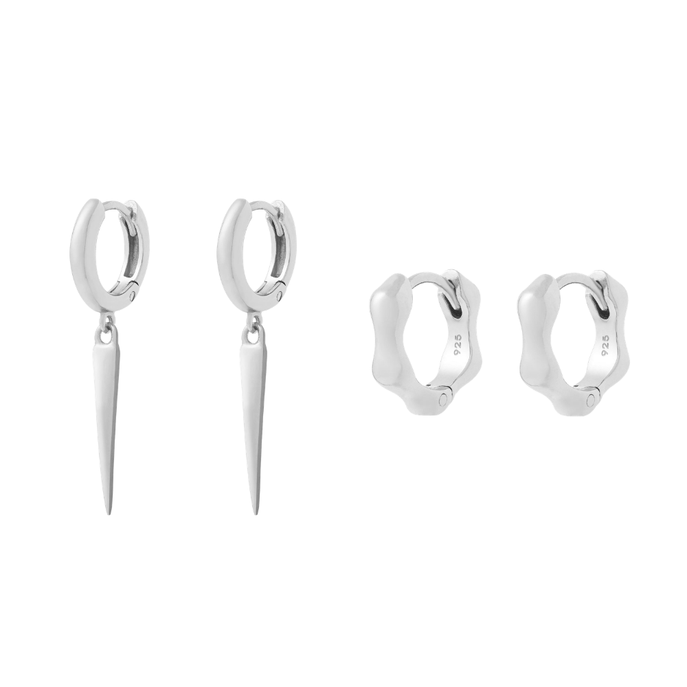 Spiked Stacking Set Silver