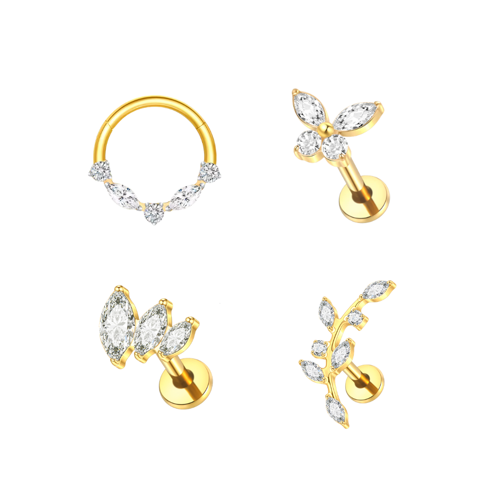 Ethereal Angel Ear Stacking Set Gold