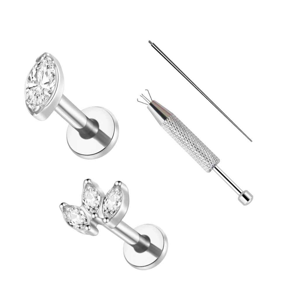 The Flat Back Marquise Starter Kit Silver