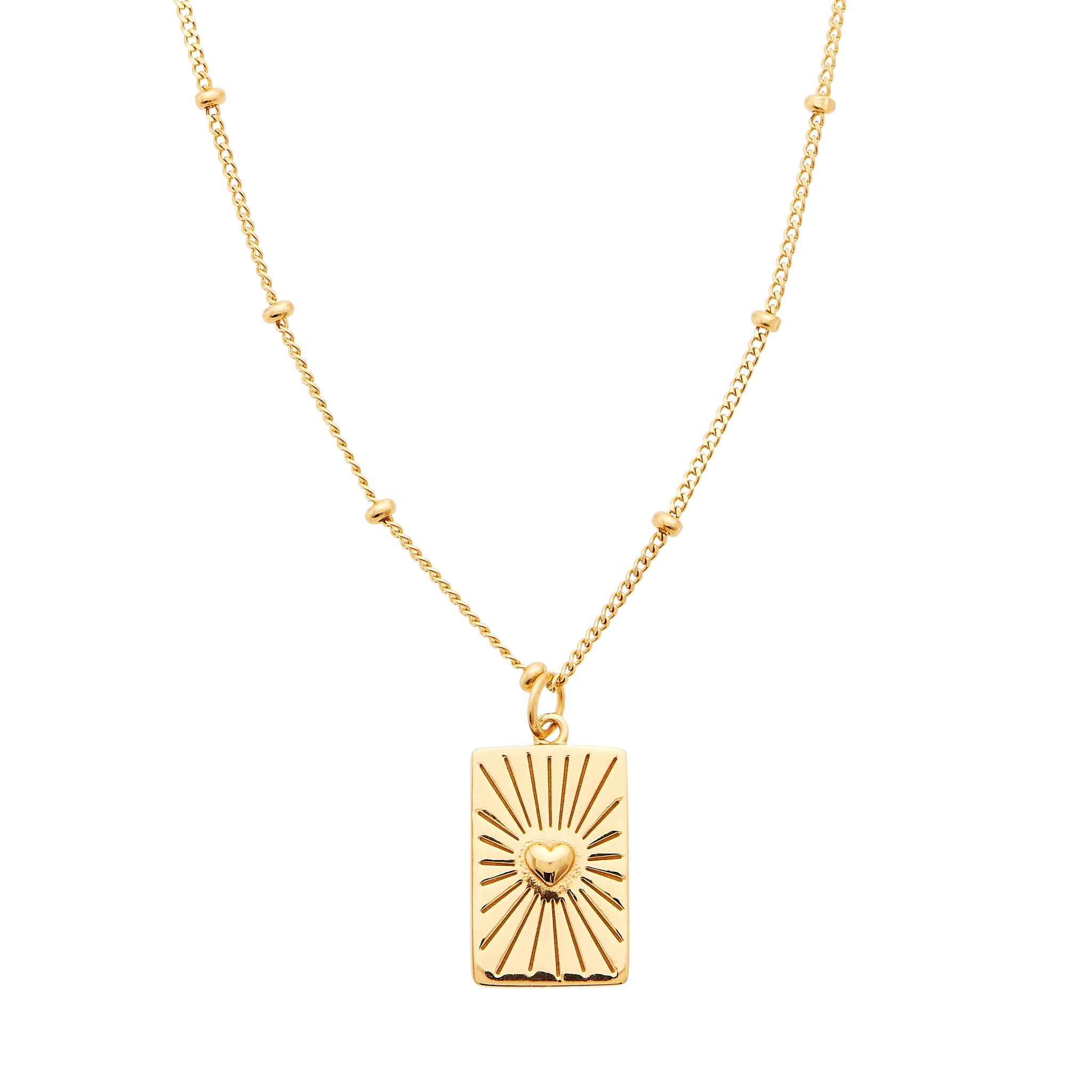 Heart Plaque Pendant Necklace Gold