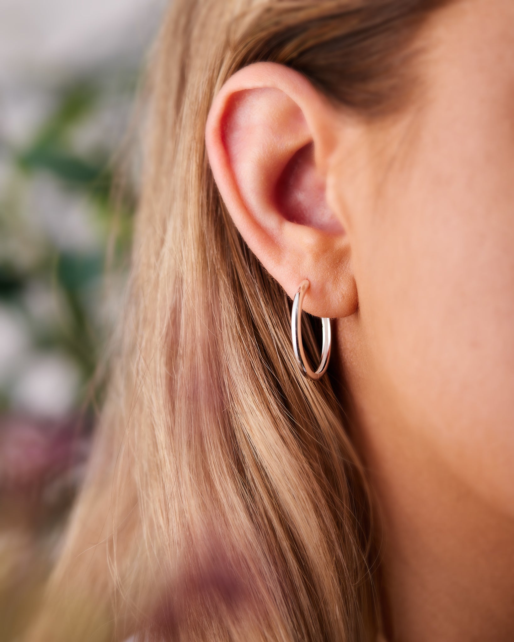Midi Hoop Earrings Silver