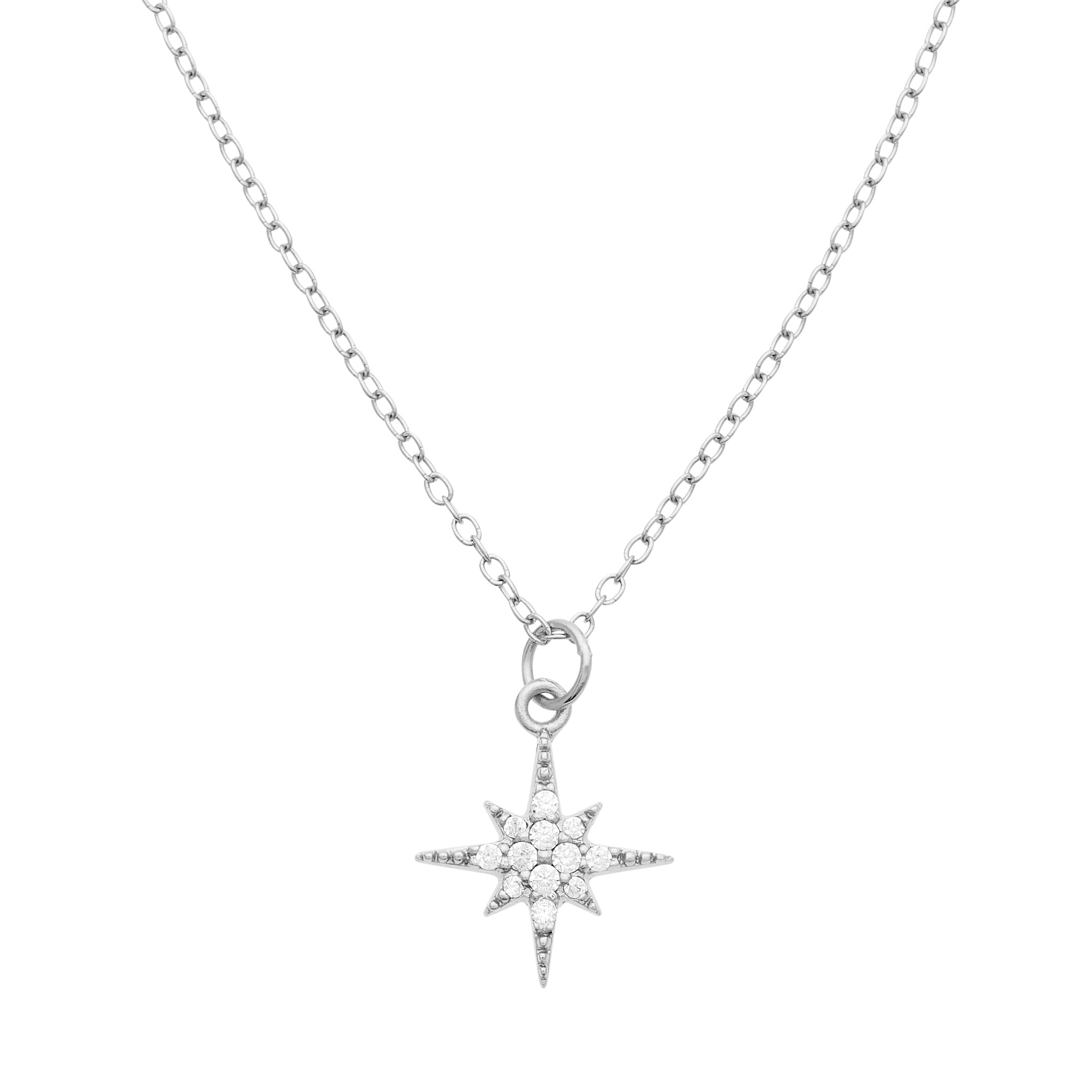 Starburst Pendant Necklace Silver