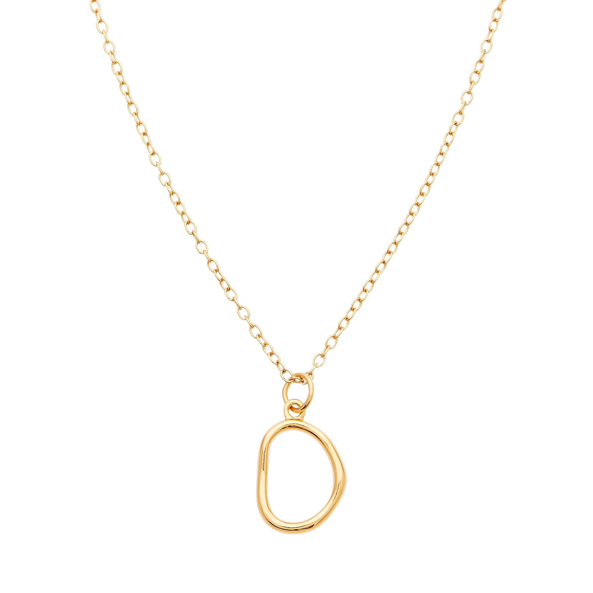 Asymmetric Oval Pendant Necklace Gold