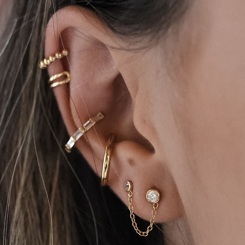 Crystal Baguette Ear Cuff Gold