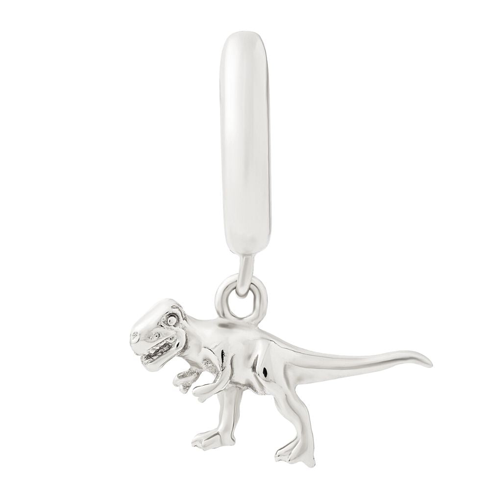 T-Rex Dinosaur Huggie Earrings Silver