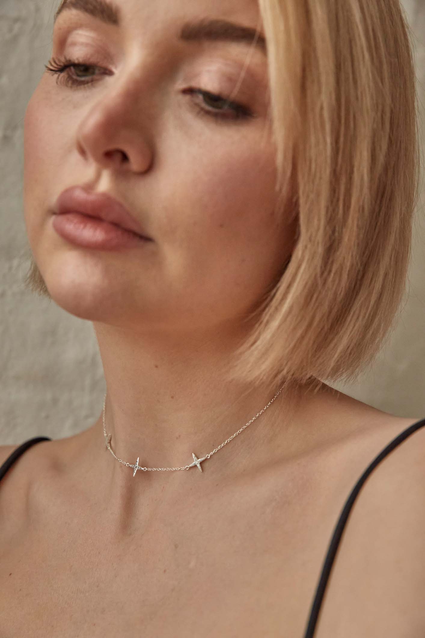 North Star Choker Necklace Silver