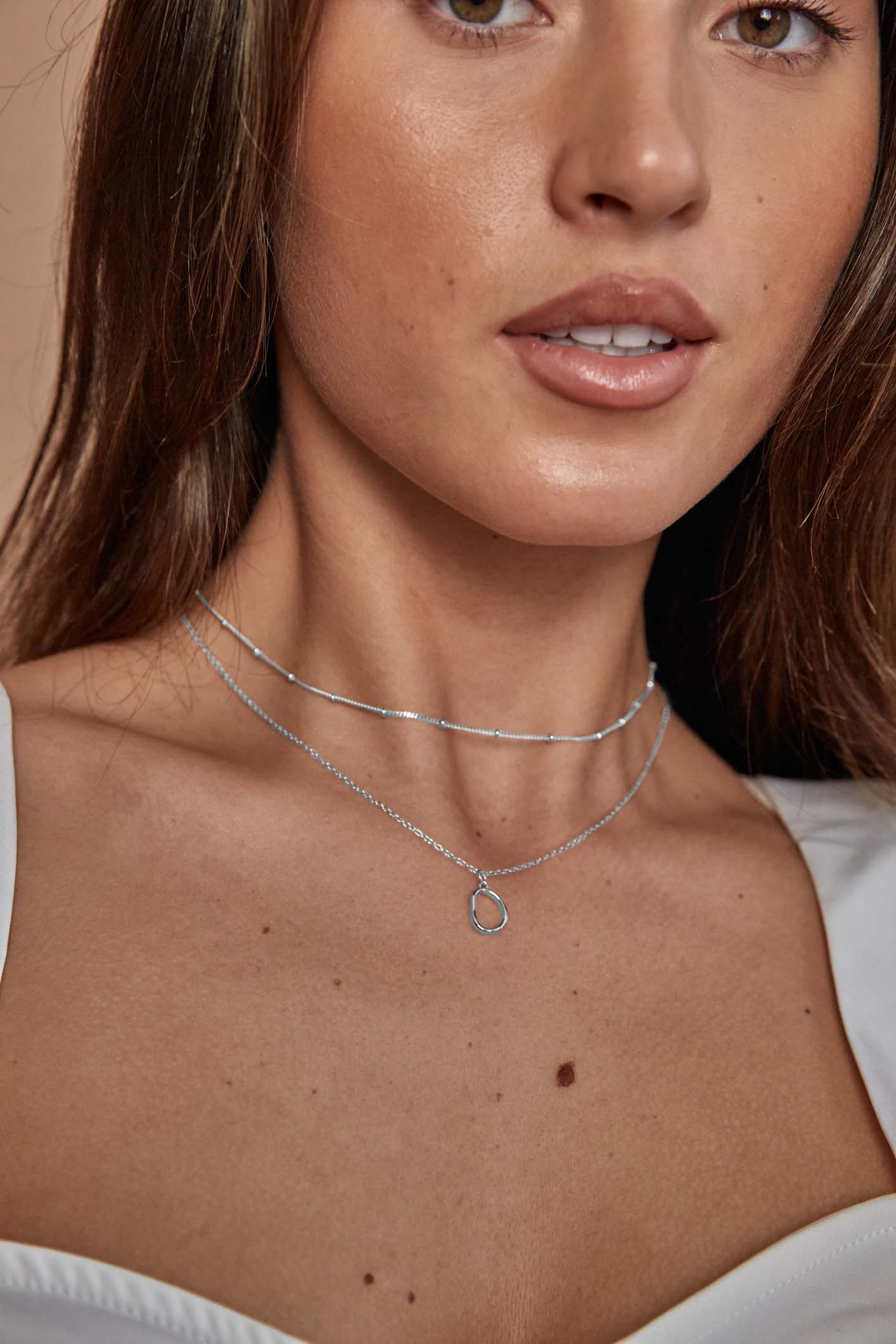 Satellite Bobble Chain Choker Necklace Silver