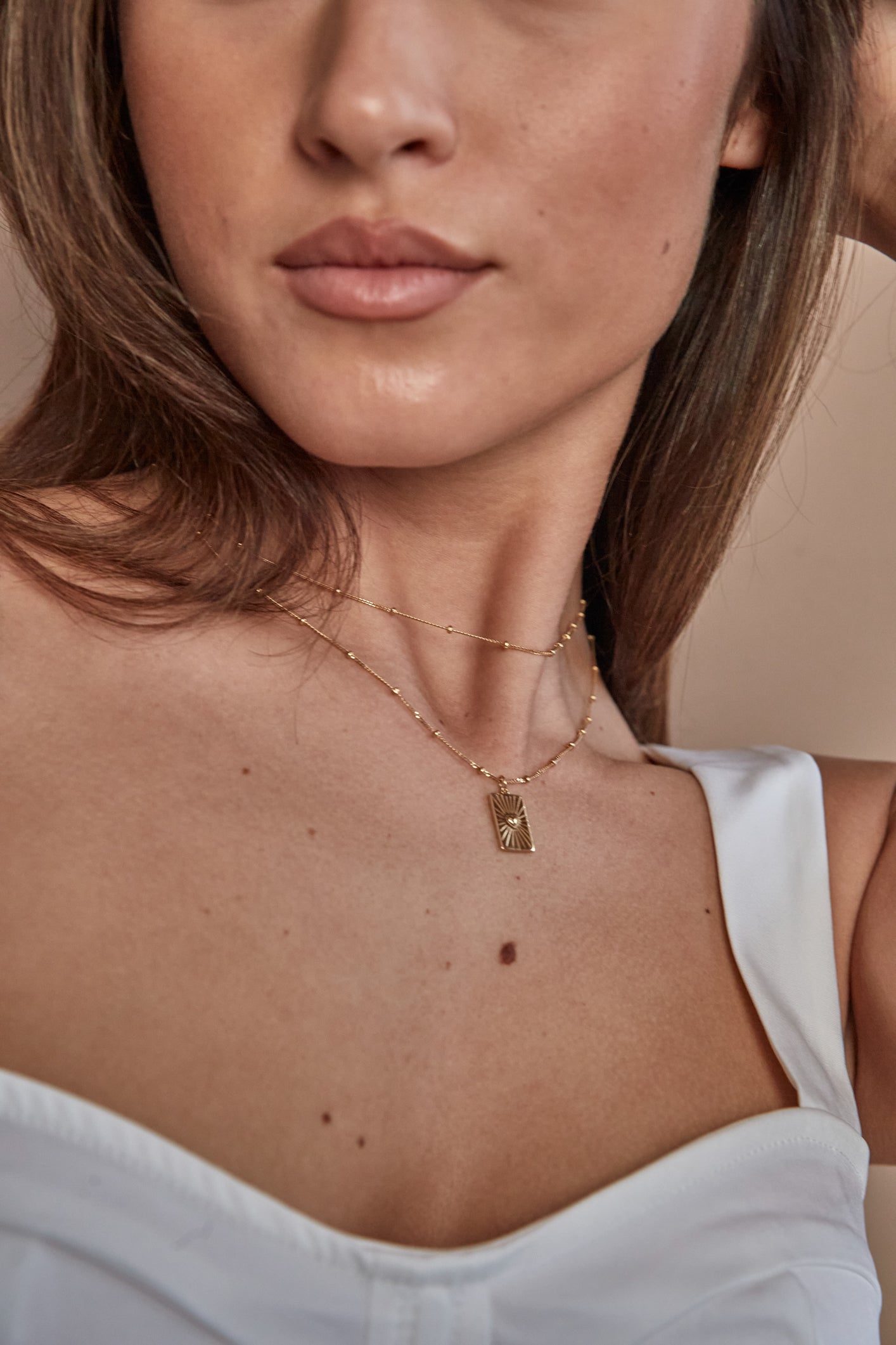 Heart Plaque Pendant Necklace Gold