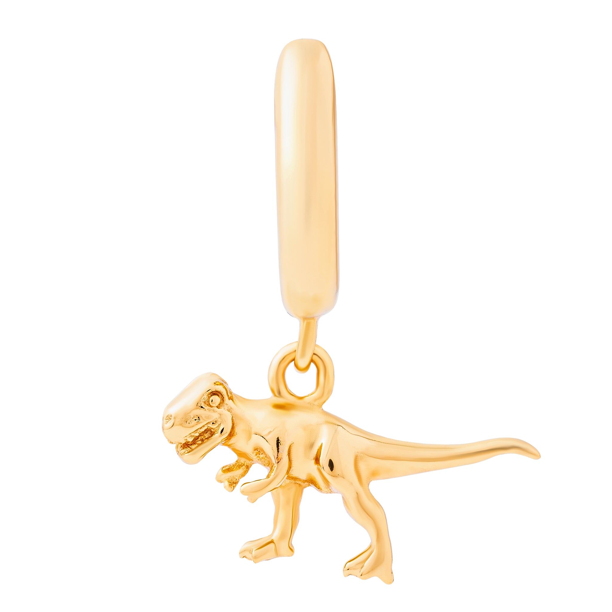 T-Rex Dinosaur Huggie Earrings Gold